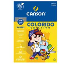 Bloco Canson Linha Infantil Colorido Criativo 80/m² A3 297 x 420 mm com 32 Folhas e 8 cores CANSON