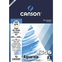 Bloco Canson Papel Aquarela Mix Media A3 300 g/m 12 Fls Bloco Canson Papel Aquarela Mix Media A3 300 g/m 12 Fls
