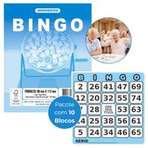 Bloco Cartela para Bingo 96 folhas Cor Azul Pacote com 10 Blocos - Animativa