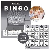 Bloco Cartela para Bingo 96 folhas Cor Cinza Pacote com 10 Blocos - Animativa