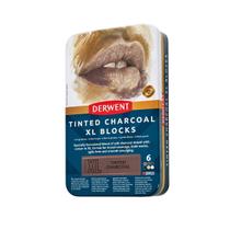 Bloco Carvão Xl Tinted Charcoal Derwent 6 Cores Estojo Lata