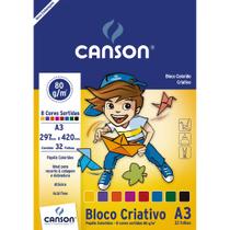 Bloco Colorido Criativo Canson 8 Cores 7089 A3 32 Folhas
