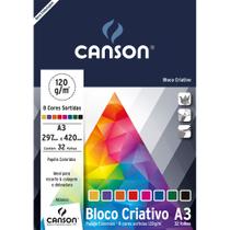 Bloco Colorido Criativo Cards Canson 120/m² A3 297 X 420 Mm com 32 Folhas e 8 Cores - 66667161