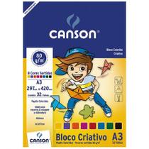 Bloco Criativo A3 80g com 8 cores - com 32 folhas - Canson Bloco Criativo A3 80g com 8 cores - com 32 folhas - Canson