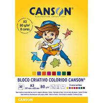 Bloco Criativo Canson A3 - 8 Cores -80g/m2 - 32 Folhas