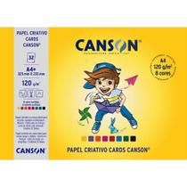 Bloco Criativo Cards Canson 8 cores - A4+ 120g/m2 32 folhas