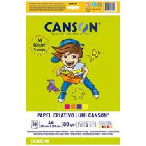 Bloco Criativo Lumi A4 80g 5 cores 50fls Canson Bloco Criativo Lumi A4 80g 5 cores 50fls Canson