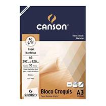 Bloco Croquis A3 Canson Manteiga 41G 50 Folhas Creme