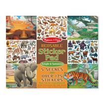 Bloco de adesivos reutilizável Melissa & Doug: Jungle and Savanna - mais de 175 adesivos, 5 cenas