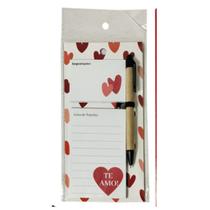 Bloco De Anotacao Magnetico Coracao C Caneta+100fls 20x10cm