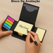 Bloco de Anotação Post e Caneta Colorido Organização Design Estudos Trabalhos Ecológico Folhas