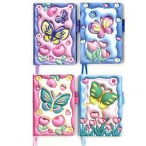 Bloco De Anotações 80 Folhas Borboleta Capa Dura 14,8cm Caderno Recado