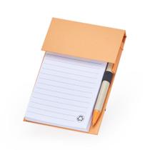 Bloco De Anotações Ecológico Com Autoadesivo e Caneta Laranja