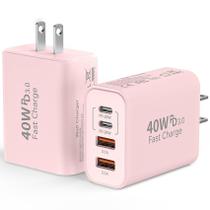 Bloco de carregador rápido de parede USB C 40W de 4 portas tipo C PD+QC 3.0