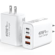 Bloco de carregador rápido de parede USB C de 40 W e 4 portas tipo C para iPhone