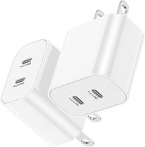 Bloco de carregador rápido USB C, pacote com 2 W para iPhone e iPad