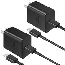 Bloco de carregador USB C de 45 W x2 + 6 pés tipo C para C Samsung Bloco de carregador USB C de 45 W x2 + 6 pés tipo C para C Samsung