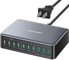 Bloco de carregador USB C Rocoren 10 portas 480 W PD 100 W Gan Fast