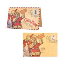 Bloco De Cartas Vintage De Natal Do Papai Noel Com 5 Envelopes De Papel Kraft Para Presentes,