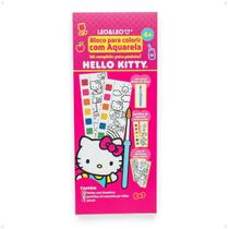 Bloco de Colorir Hello Kitty Infantil com 12 Folhas Aquarela e Pincel para Crianças