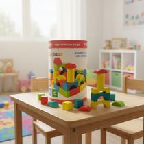 Bloco De Construção Em Madeira Balde 50 Peças Montessori Bloco De Construção Em Madeira Balde 50 Peças Montessori
