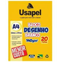 Bloco de Desenho Branco 140g/m² 20 folhas Usapel