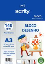 Bloco de Desenho Branco 20 folhas A3 140g Scrity