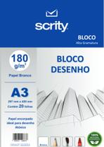 Bloco de Desenho Branco 20 folhas A3 180g Scrity
