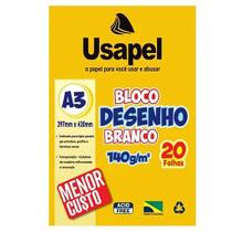 Bloco de Desenho Branco A3 29,7cm x 40cm 140g 20Fls Usapel