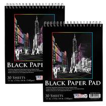 Bloco de Desenho Premium U.S. Art Supply - Preto, 11x14 Polegadas (Pacote com 2) - 140g/m²