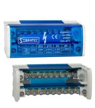 Bloco de Distribuição Modular - 2 Barramentos X 11 Ligações 125A - Fixação por Trilho DIN - Sibratec Bloco de Distribuição Modular - 2 Barramentos X 11 Ligações 125A - Fixação por Trilho DIN - Sibratec