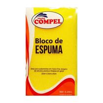 Bloco de Espuma Amarela Compel Poliéter 22cm X 13cm X 6cm