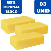Bloco De Espuma Amarela Multiuso Esponja Para Pedreiro Lavar Carro 03 unid