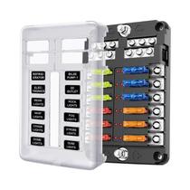 Bloco De Fusíveis À Prova d'Água Com Indicador LED Para RV, Barco E Trailer 12V-24V (6-12 Vias)