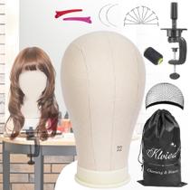 Bloco de lona de cortiça Klvied Mannequin Head de 22 polegadas para perucas Bloco de lona de cortiça Klvied Mannequin Head de 22 polegadas para perucas