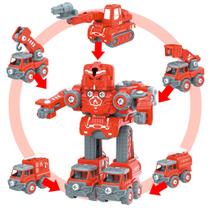 Bloco De Montar 5 Em 1 Robô Transformers Construção Caminhão Trator Engenharia Brastoy