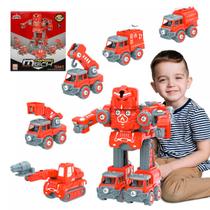 Bloco De Montar 5 Em1 Construção Caminhão Trator Engenharia Brastoy Robô Transformers Brinquedo Educativo Infantil
