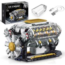 Bloco de Montar Brastoy Motor V8 692 peças Brinquedo Educativo Construção Infantil Adulto Colecionável Decoração