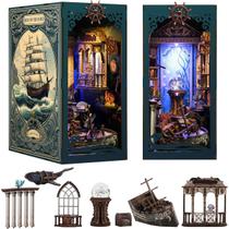 Bloco de Montar Cantinho De Leitura Tema Oceano Misterioso Puzzle QuebraCabeça Miniatura de Madeira com Luzes LED Brastoy DIY Bloco de Montar Cantinho De Leitura Tema Oceano Misterioso Puzzle QuebraCabeça Miniatura de Madeira com Luzes LED Brastoy DIY