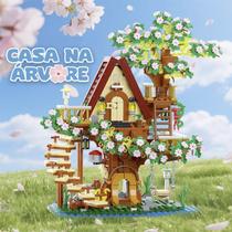 Bloco de Montar Casa da Árvore Flor de Cerejeira 959 peças Com Led Decoração Brinquedo Educativo Infantil Adolescente Adulto Conjunto de Construção