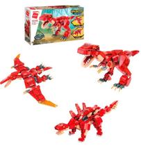 Bloco de Montar Combo Unlimited Ideas Dinossauros 3 em 1 Vermelho