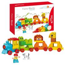 Bloco de Montar Cubic Jr. Trem Zoológico Animais 50 Peças +2 Anos Multikids - BR2250