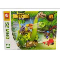 Bloco de Montar da Sembo de Dinossauro com 150 Peças, Brinquedo de Montar com Dino e o Boneco Juntos