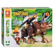 Bloco de Montar da Sembo de Dinossauro com 150 Peças, Brinquedo de Montar com Dino e o Boneco Juntos