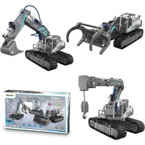 Bloco de Montar de Encaixe 3 em 1 Trator Escavadeira Guindaste 168 peças Decoração Brinquedo Educativo Infantil Adolescente Adulto