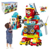 Bloco de Montar de Encaixe Brinquedo Educativo Infantil 158 Peças Brastoy Transformação Robô