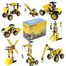 Bloco De Montar Encaixe Brinquedo Educativo Criativo De Engenharia 100 Peças Tratores Guindaste