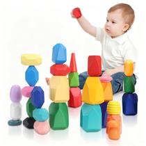 Bloco de Montar Grande Brastoy 33 peças Brinquedo Educativo Infantil Pedras de Empilhar Montessori Equilíbrio Bloco de Montar Grande Brastoy 33 peças Brinquedo Educativo Infantil Pedras de Empilhar Montessori Equilíbrio