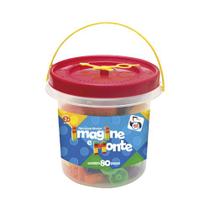 Bloco de Montar Imagine e Monte 80 Peças Picapau Brinquedo Educativo Infantil