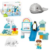 Bloco de Montar Infantil 43 peças Animais Marinhos Iceberg Urso Polar Pinguim Brinquedo Educativo de Encaixar Bloco de Montar Infantil 43 peças Animais Marinhos Iceberg Urso Polar Pinguim Brinquedo Educativo de Encaixar
